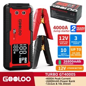 🔋GOOLOO Starthilfe Jump Starter 4000A Auto PowerBank 24000mAh Ladegerät Tragbar - Bild 1 von 18