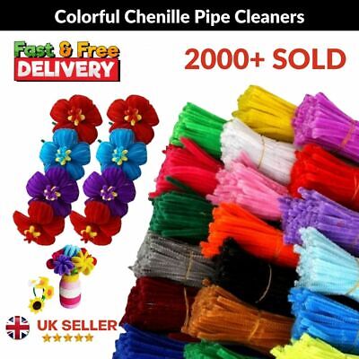 Pipe Cleaners Craft Assorted Color Chenille Craft Stem Bristle Bundles UK • 3.15€