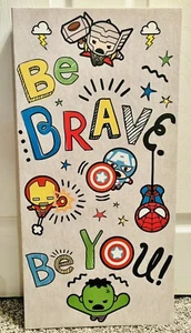 Marvel Superheroes Be Brave Be You Canvas Framed Wall Art Kids Toddler - Picture 1 of 3