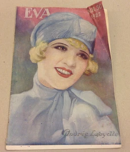 Andrée Lafayette Art Deco Antique 1927 Original Danish Vintage Magazine "EVA" - Picture 1 of 5