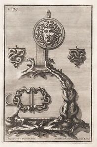 Baroque Barock Ornament design Medusa snakes silver Silber etching 1720