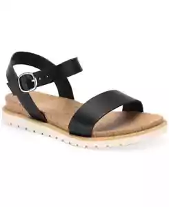 Sun + Stone Madie Sandals Big Girls 2 Black Open Toe Adjustable Buckle Closure - Picture 1 of 19