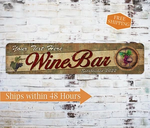 Custom Wine Bar Decor Sign Alcohol Vin Grape Personalized Gift 4x18 104182002039 - Picture 1 of 7