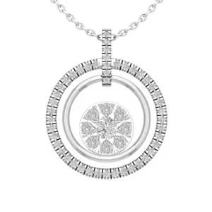 14k White Gold 1/2 cttw Diamond Pendant Silver Chain Necklace 18" for Women - Picture 1 of 7