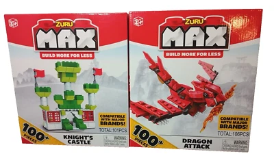 Zuru Max Build  Knight's Castle And Dragon Attack 200+ pieces total  Ages 3+ New - Image 1 of 4