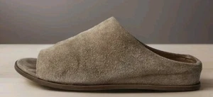 Aquatalia Anne Ecru Taupe Gray Suede Open Toe Slide Mule Sandals! Size 8 - Picture 1 of 5