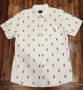 Rip Curl Shirt Mens Medium Green Blue Button Hula Button Up Cotton Casual large - Picture 1 of 3