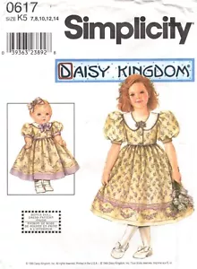 DAISY KINGDOM Ragazze 7-14+18" ABITI BAMBOLA Semplicità 0617 MOTIVO Cucito INTATTO - Foto 1 di 3