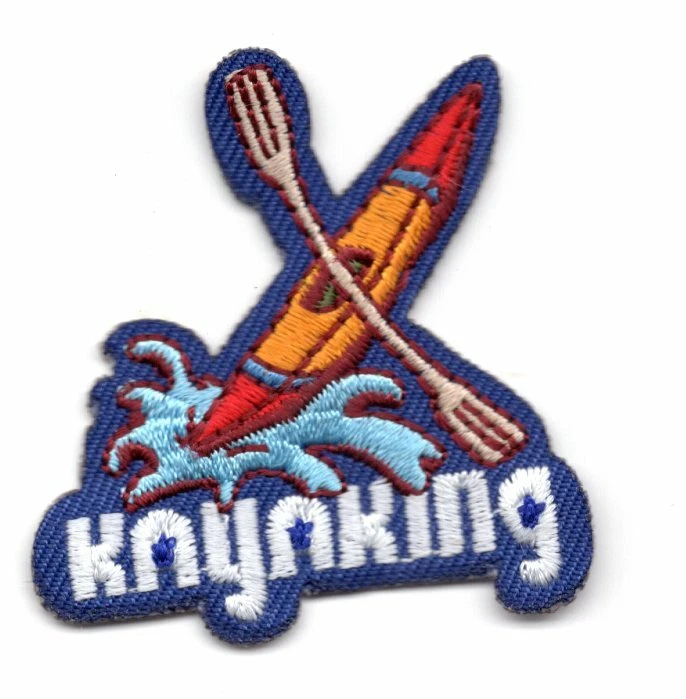 KAYAKING Iron On Patch Water Sports Kayak - Image 1 of 1