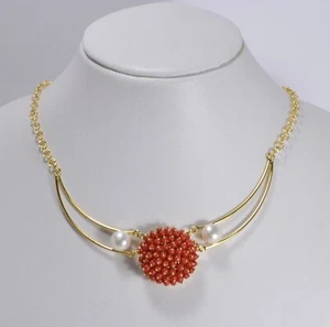 COLLANA  CORALLO ROSSO DORATA CON PALLINI 3 mm                        AGLN 0250 - Foto 1 di 3