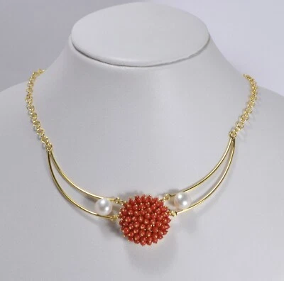 COLLANA  CORALLO ROSSO DORATA CON PALLINI 3 mm                        AGLN 0250 - Immagine 1 di 3