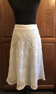 NEW MASSIMO DUTTI White Lace Womens Lined SKIRT Below the Knee A-LINE Size 6 NWT - Picture 1 of 7