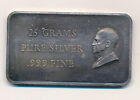 Barre en argent fin 25 grammes avec buste Eisenhower sur le côté droit 0,999 barre en argent
