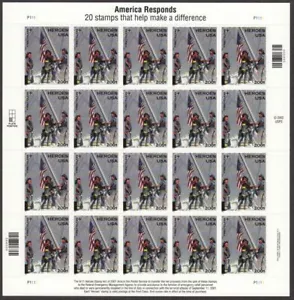 2002 Heroes of 2001 Fireman Sc B2 semi-postal MNH sheet of 20 (34c + 11c) - Picture 1 of 1