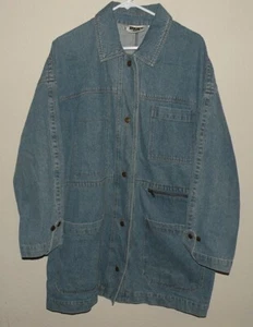 Vintage 90’s DKNY Jeans Women’s Large Blue Denim Chore Coat Jacket 100% Cotton - Picture 1 of 3