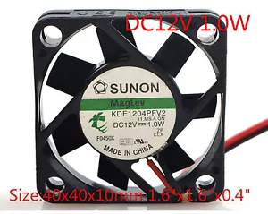 SUNON Cooling Fan KDE1204PFV2 12v 1.0w 4010 4CM 40x40x10mm 1.6"x1.6"x0.4" - Picture 1 of 5