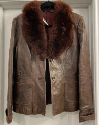 VTG 70's SHEEP MATES Leather Jacket Brown Coat Small - Image 1 of 4