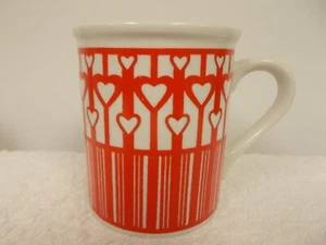 Vtg 1983 Enesco Red Hearts Stripes Valentines Day Porcelain Coffee Tea Cup Mug - Picture 1 of 6