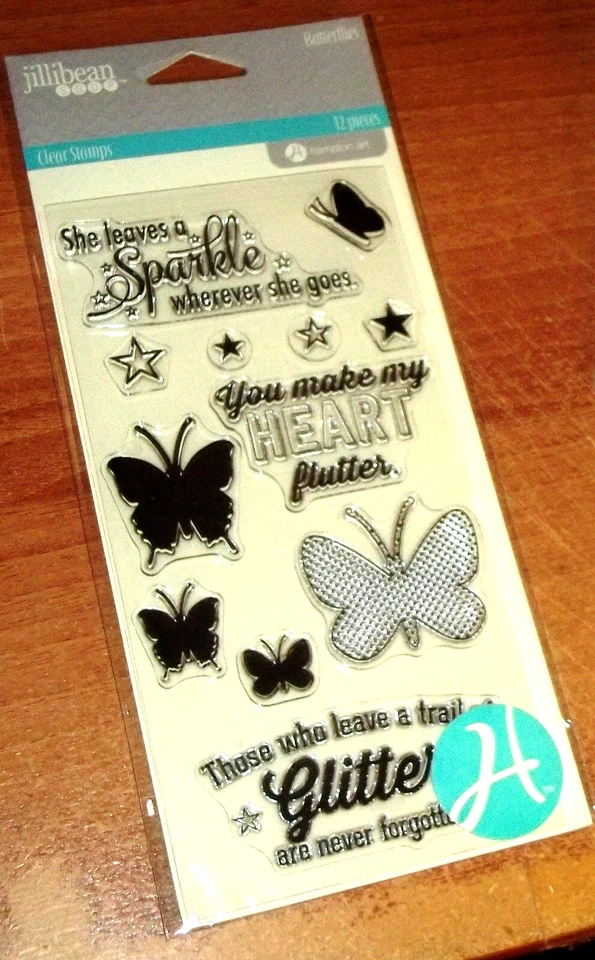 SELLOS ARTÍSTICOS HAMPTON ACRÍLICO TRANSPARENTE MARIPOSAS ~ Ella deja un brillo wks CTMH negro Foto 1 de 1