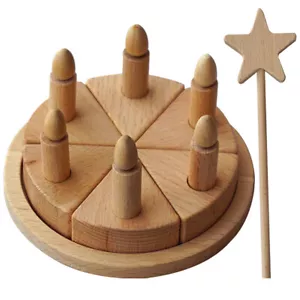 1 Set of Wooden Birthday Party Cake Toy DIY Pretend Role Play Food Toy for Girls - Picture 1 of 12