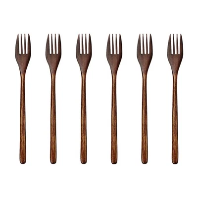 Wooden Forks, 6 Pieces Eco-Friendly Japanese Wood Salad Dinner Fork7060 - Image 1 of 4