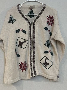 Vintage Natural Reflections Weihnachtspullover Strickjacke groß Neuheit - Bild 1 von 9