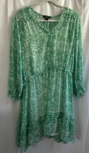 Simply Vera Vera Wang Green White Floral Lined Dress Sz 2X - Picture 1 of 11