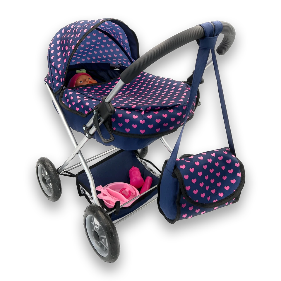 Bayer MEGA SET 9in1 Puppenwagen mit Puppe und Zubehör - Blau