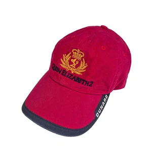 Queen Elizabeth 2 Cunard Luxury Line Baseball Cap Red Embroidered Hat - Picture 1 of 9