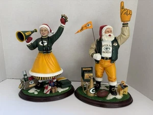 Greenbay Packers Santa Clause & Ms Claus Christmas Display Figures Danburry Mint - Picture 1 of 13