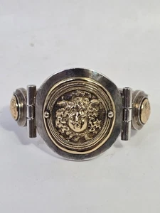 IMPRESIONANTE BRAZALETE MEDUSA DE VRIES ORO 14K Y PLATA DE LEY 6,5 PULGADAS DE LARGO - Imagen 1 de 9