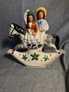 Vintage Rushton Ceramics Staffordshire Figurine Rocking Horse Riders England - Picture 1 of 11