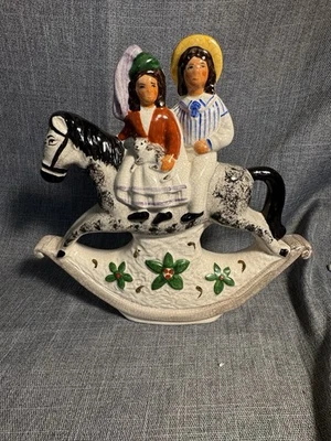 Vintage Rushton Ceramics Staffordshire Figurine Rocking Horse Riders England - Image 1 of 4
