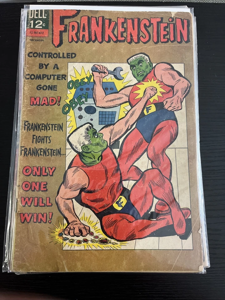 Frankenstein #3 "¡Controlado por una computadora enloquecida!" (Dell Comics 1966, edad SLV) Foto 1 de 1