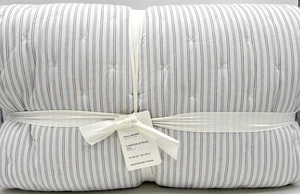 Pottery Barn Carter Striped Quilt Full Queen~Chambray Blue~White~ NEW - Picture 1 of 3