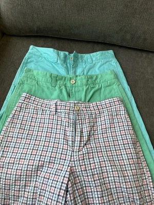 vineyard vines shorts LOT  OF 3 boy's 14 checkered pattern, Green and Lt Blue - Image 1 of 4