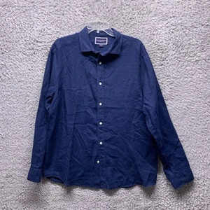 Charles tyrwhitt Shirt Mens Classic Fit Large Blue 100 Linen Button Up Excellent - Picture 1 of 7
