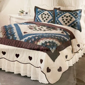 Vintage Caress Quilt Set Full Queen Bouquet Of Hearts Cottage Core Handcrafted - Picture 1 of 18