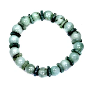 Elastic Bead Bracelet Jadeite Jade 10mm Handicraft Gemstone Jewelry 7.5 Inches - Picture 1 of 13