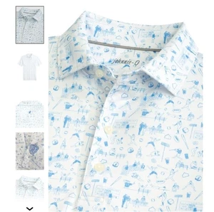 Johnnie-O Detroit Golf Club Baseball UPF 50 Men's Summer Polo Suze Large - Picture 1 of 15
