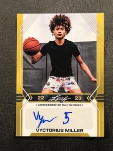 VYCTORIUS MILLER 2022-23 Leaf Basketball GOLD Autograph AUTO Only 75 Made! - Picture 1 of 1