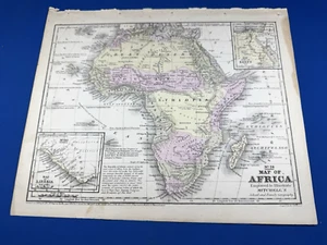 Mapa Augustus Mitchell 1852 ~ ÁFRICA, mapa insertado de Egipto ~ países de colores - Imagen 1 de 13