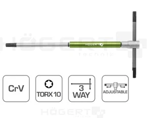 T handle Torx Key 3 Way Premium Quality Sliding Adjustable Cr V of Hogert - Picture 1 of 4