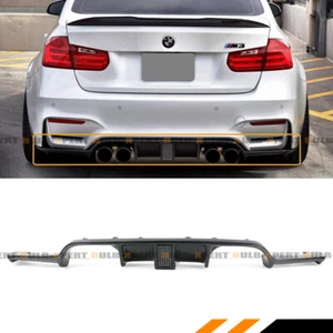 FOR 2015-2020 BMW F80 M3 F82 F83 M4 REAL CARBON FIBER LED REAR BUMPER DIFFUSER - Picture 1 of 5