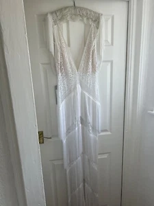 Dolls House Manchester Tassle Jumpsuit in White Size M Bridal/Wedding/Hen Party - Picture 1 of 5