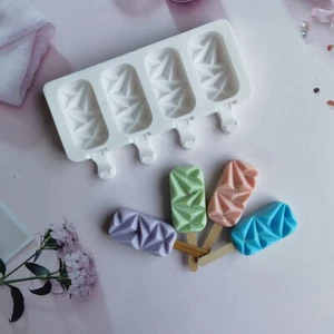 4-grid Chocolate Popsicle Silicone Mold With Irregular Stripe Design DIY Tool - Picture 1 of 8