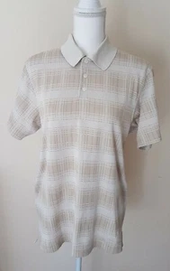 Calvin Klein Mens Beige checked Golf Polo Shirt Size M - Picture 1 of 5