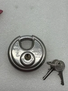ABUS Discus Padlock No. 24 Stainless Steel With Two Keys Made In Germany - Picture 1 of 8