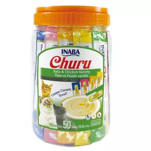 Inaba Churu Puree Tuna & Chicken Varieties Cat Food Topper 50 x 14g - Picture 1 of 2