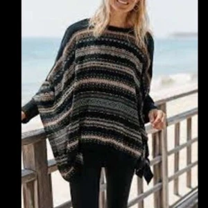 Poncho maglione J. Jill taglia unica azteco a righe bottoni spalle maglia - Foto 1 di 16